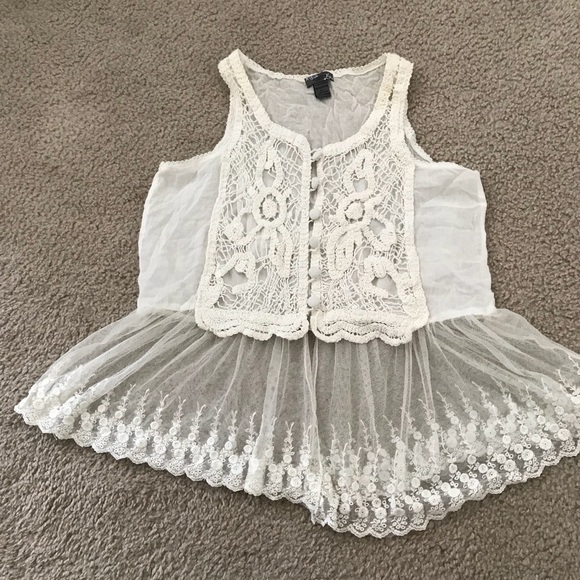 Poetry Tops - Poetry Clothing Sheer Lace Sleeveless Top sz L